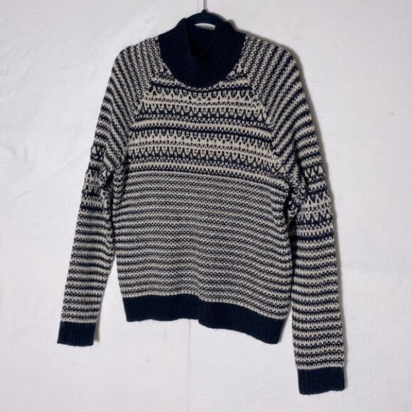 M&S Collection Black Off White Striped Knit Mock Neck Sweater Uk14 - Picture 12 of 12